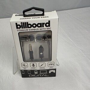 Brand new Billboard titanium earbuds with microphone in a Black colorway